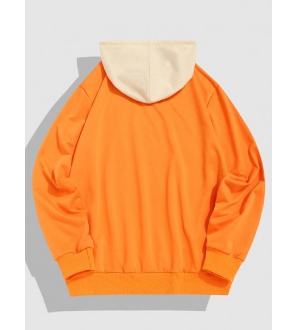 Streetwear Tennis Ball Embroidery Colorblock Hoodie