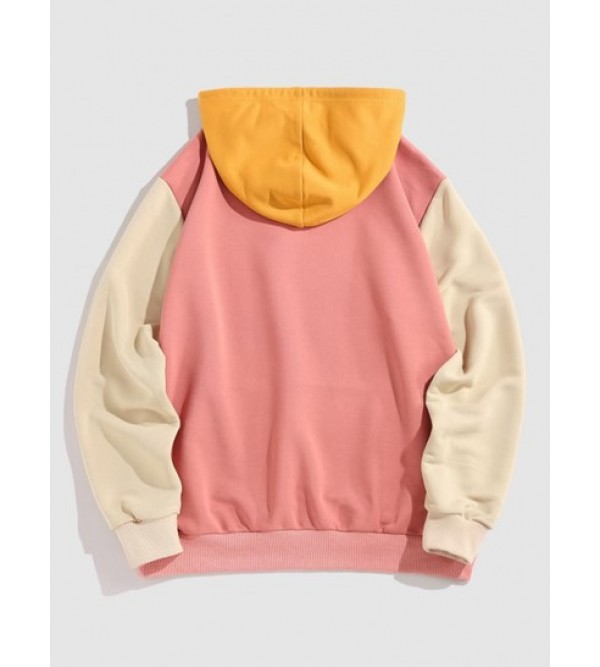 Streetwear Color Block Kangaroo Pocket Hoodie