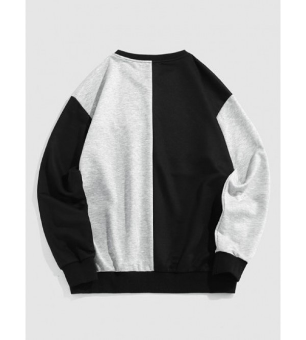 Color Block Letters Applique Sweatshirt