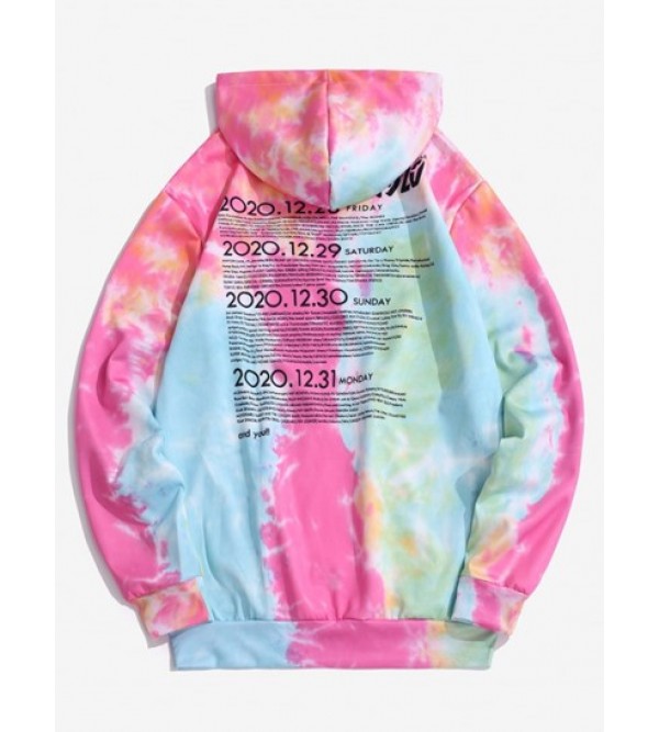 Tie Dye Letter Print Kangaroo Pocket Graphic Hoodie