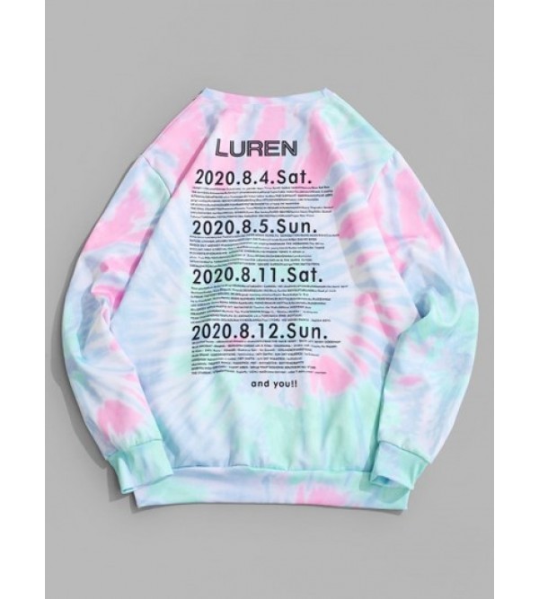 Tie Dye Letter Print Pullover Sweatshirt