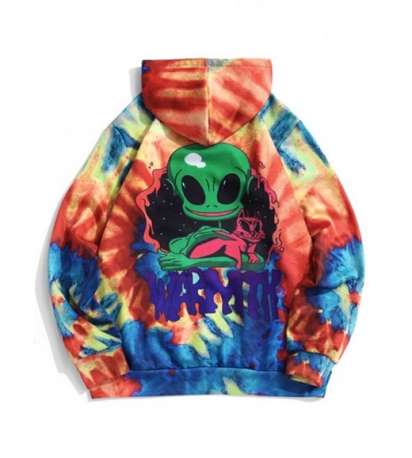 Tie Dye ET Cat Print Hoodie