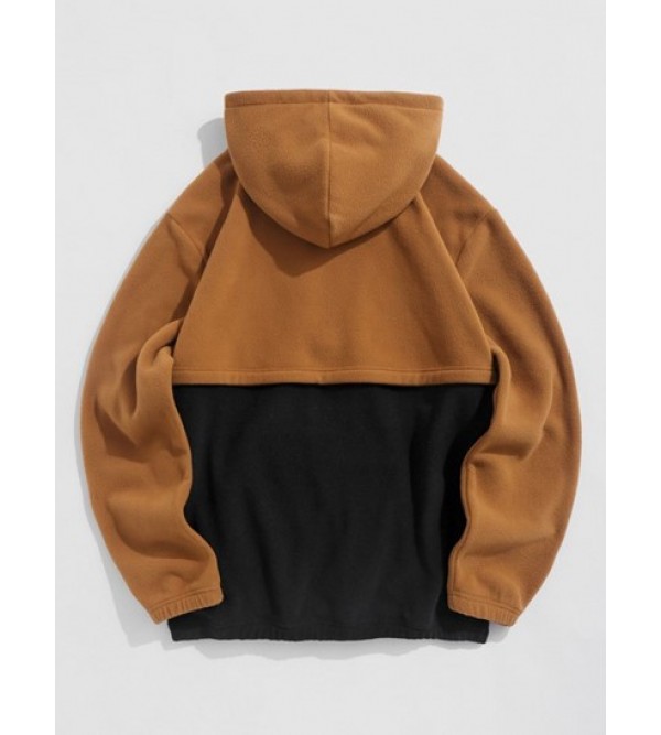 Two Tone Colorblock Half Zip Polar Fleece Hoodie