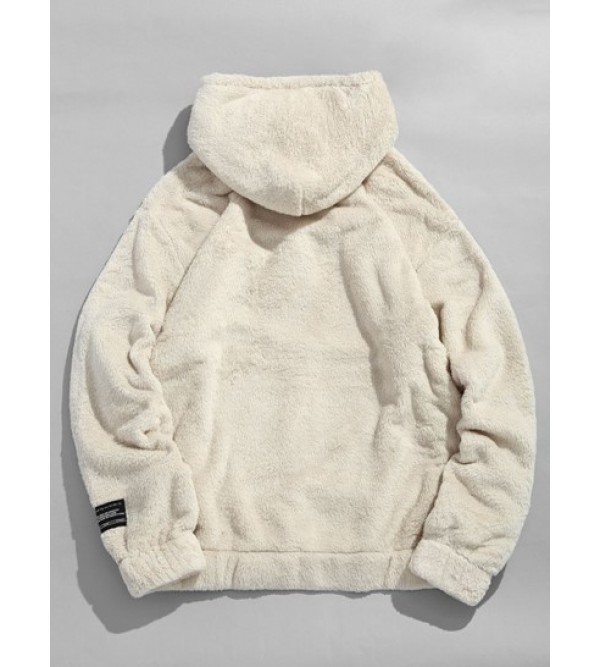 Solid Pouch Pocket Fleece Fluffy Hoodie