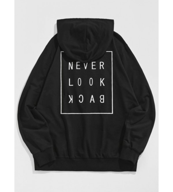 Letter Print Front Pocket Slogan Hoodie