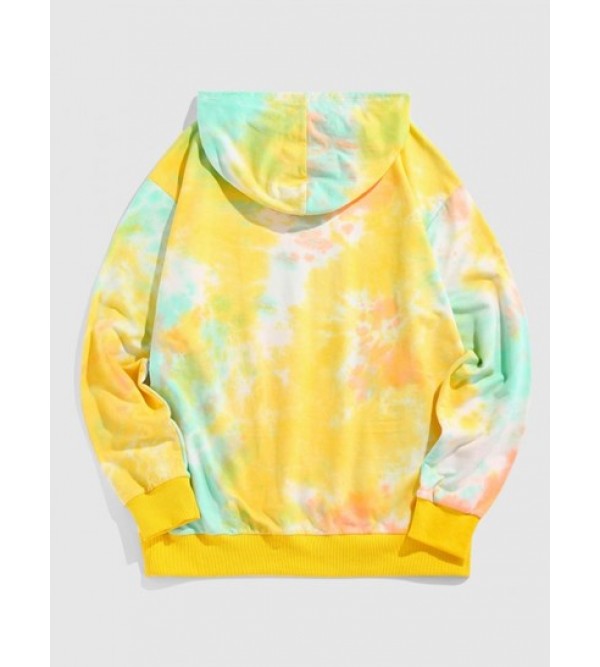 Tie Dye Print Kangaroo Pocket Hoodie