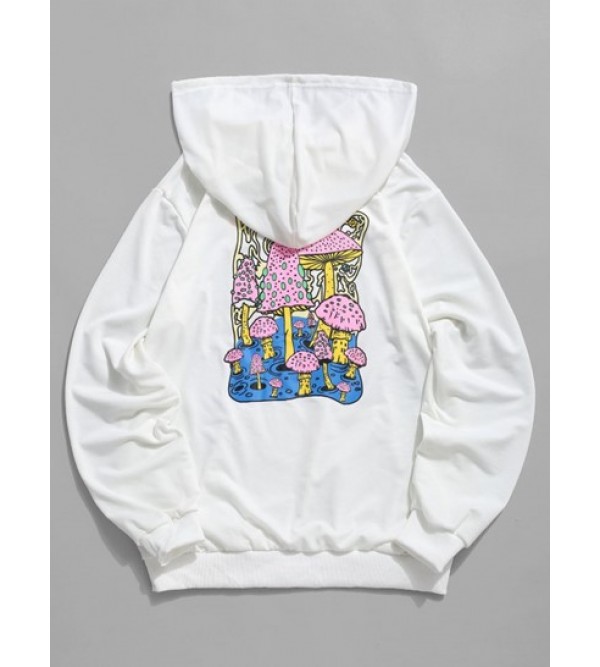 Mushroom Graphic Pouch Pocket Pullover Hoodie