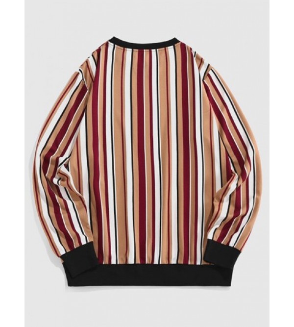 Striped Pattern Patched Sweatshirt
