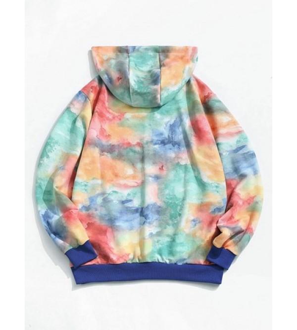 Colorful Tie Dye Print Applique Detail Hoodie