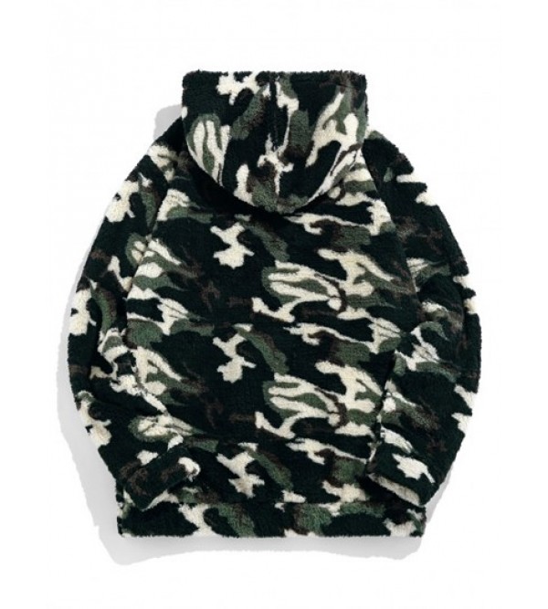 Camouflage Fluffy Sherpa Fleece Hoodie