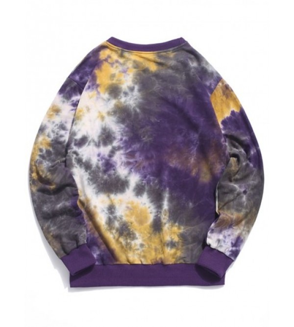 Skeleton Hand Rose Print Tie Dye Sweatshirt