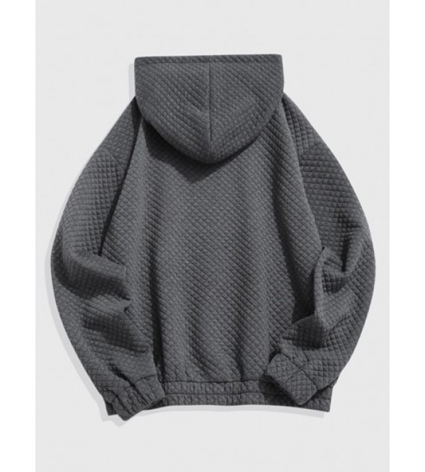 Kangaroo Pocket Textured Quilted Hoodie