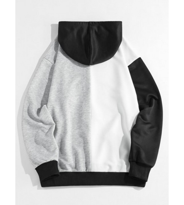 Streetwear Colorblock Splicing Patched Hoodie