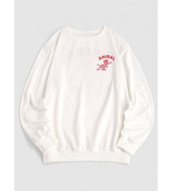 Streetwear Tiger Animal Letter Graphic Sweatshirt