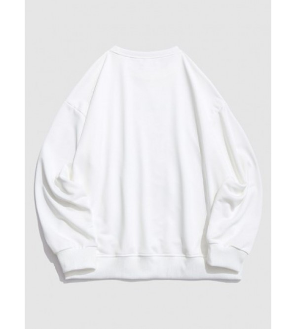 Cartoon Clouds And Sun Graphic Drop Shoulder Sweatshirt