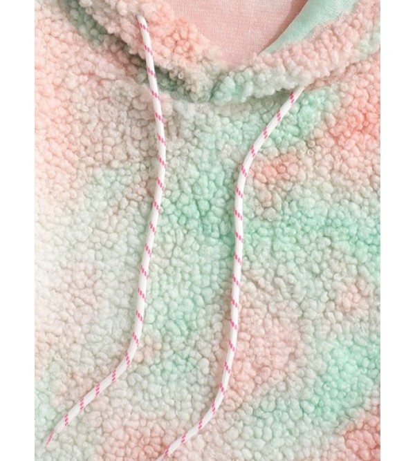 Tie Dye Patched Fleece Teddy Hoodie