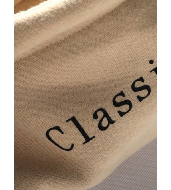 Color-blocking Letter Patch Detail Pouch Pocket Fleece Hoodie