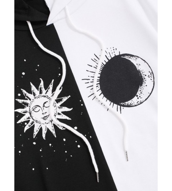 Streetwear Two Tone Celestial Sun Moon Hoodie