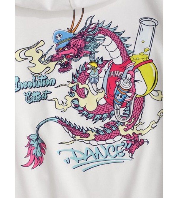 Dance Funny Dragon Print Graphic Hoodie