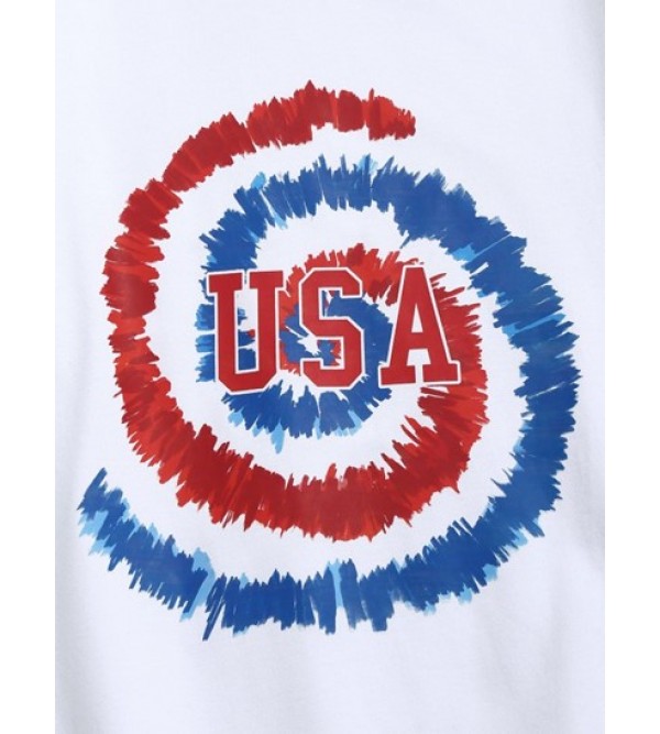 Streetwear USA Tie Dye Print Graphic Sweatshirt