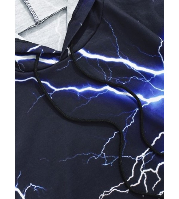 Allover Lightning Print Drawstring Streetwear Y2K Aesthetic Hoodie