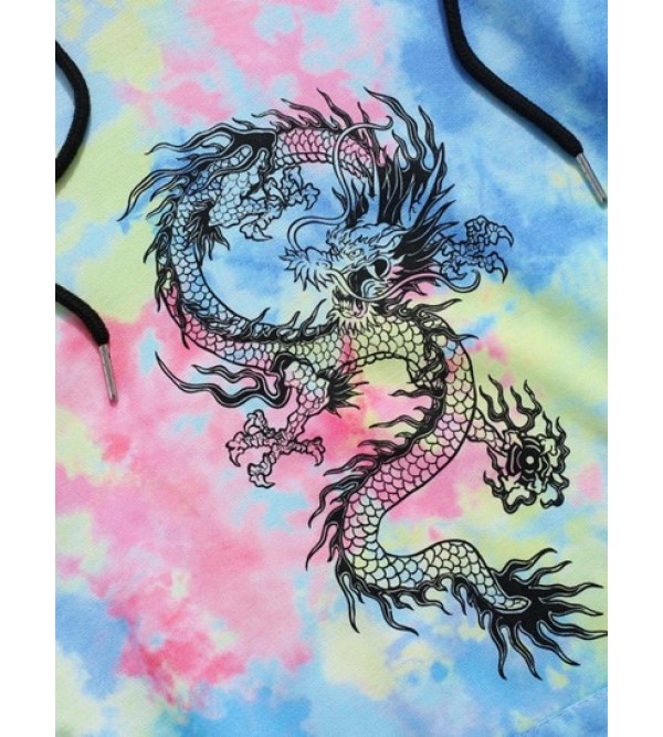 Tie Dye Dragon Print Hoodie