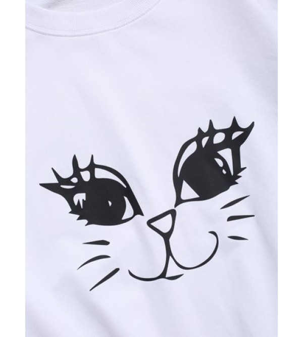 Cute Cat Graphic Lounge Crew Neck Sweatshirt