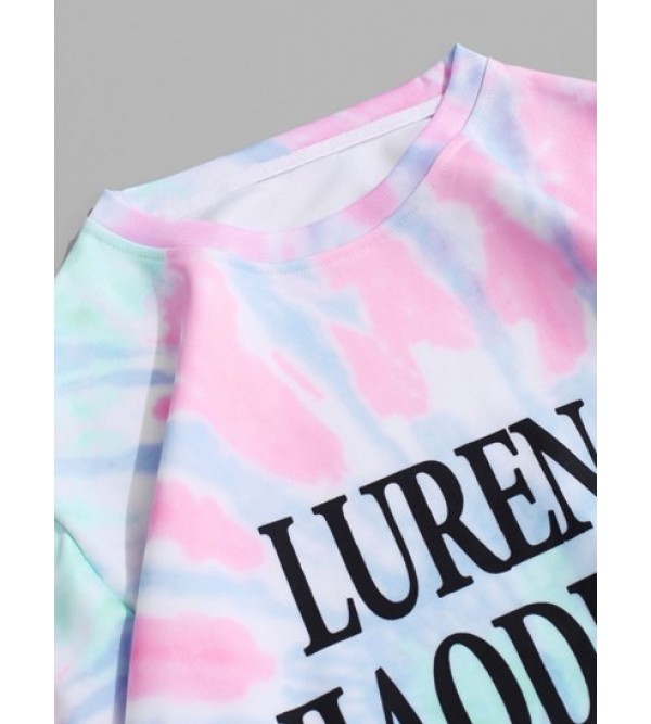 Tie Dye Letter Print Pullover Sweatshirt