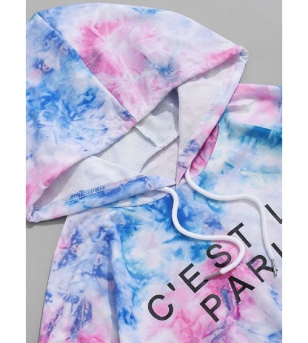 Letter Print Tie Dye Hoodie