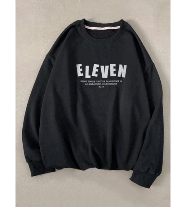 Eleven Slogan Pattern Drop Shoulder Sweatshirt