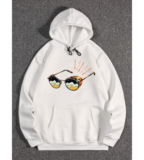 Sunglasses Print Kangaroo Pocket Fleece Hoodie