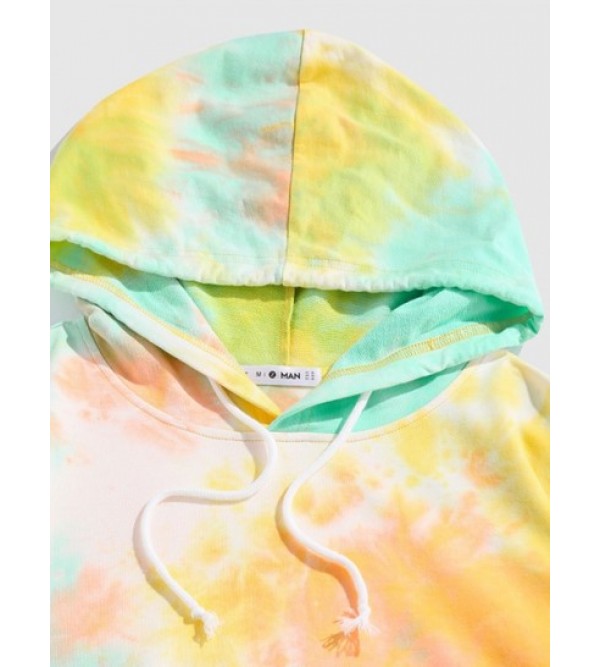 Tie Dye Print Kangaroo Pocket Hoodie