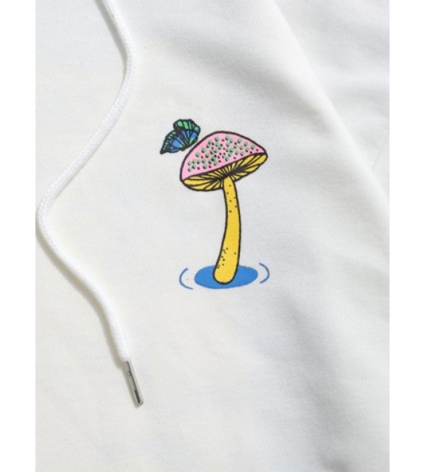 Mushroom Graphic Pouch Pocket Pullover Hoodie