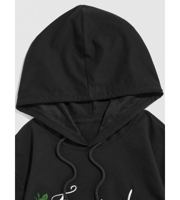 Streetwear Embroidered Rose Pocket Hoodie