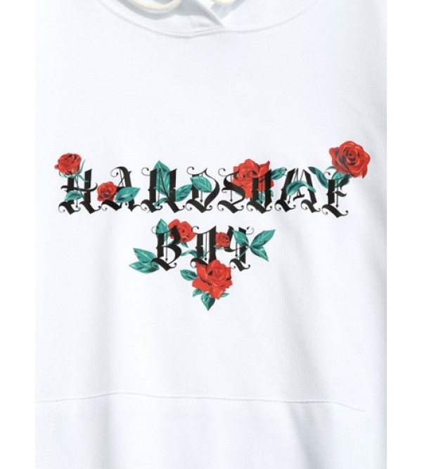 Rose Flower Letter Graphic Hoodie