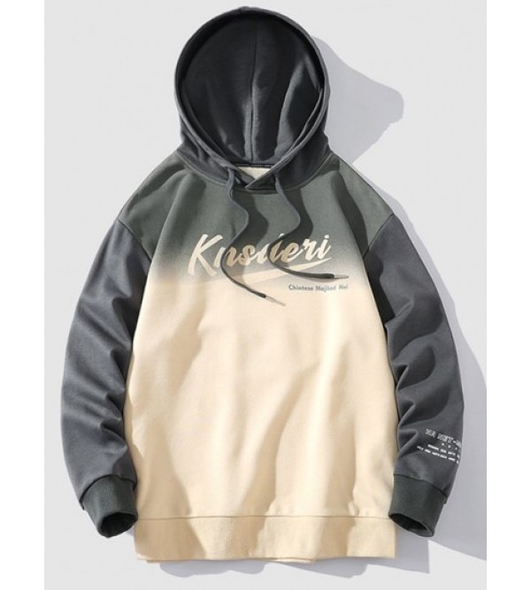 Letter Print Ombre Hoodie