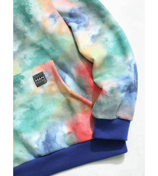 Colorful Tie Dye Print Applique Detail Hoodie