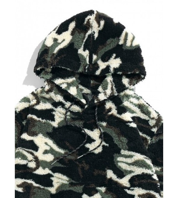 Camouflage Fluffy Sherpa Fleece Hoodie