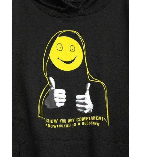 Cartoon Face Graphic Print Y2K Aesthetic Funny Hoodie