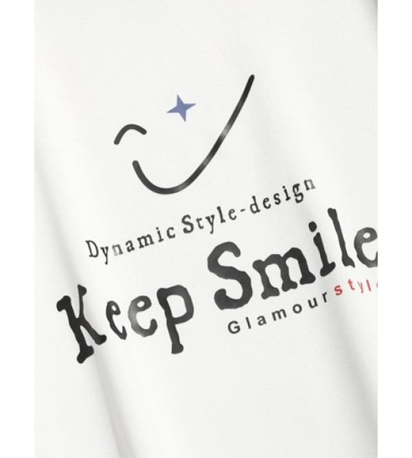 Keep Smile Graphic Drop Shoulder Sweatshirt