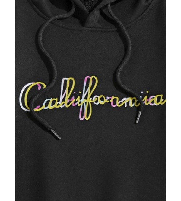 Streetwear California Print Kangaroo Pocket Essentials Hoodie