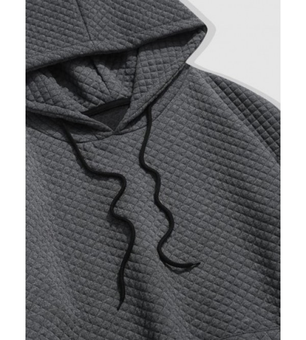 Kangaroo Pocket Textured Quilted Hoodie