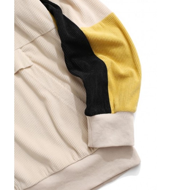 Corduroy Colorblock Panel Hoodie