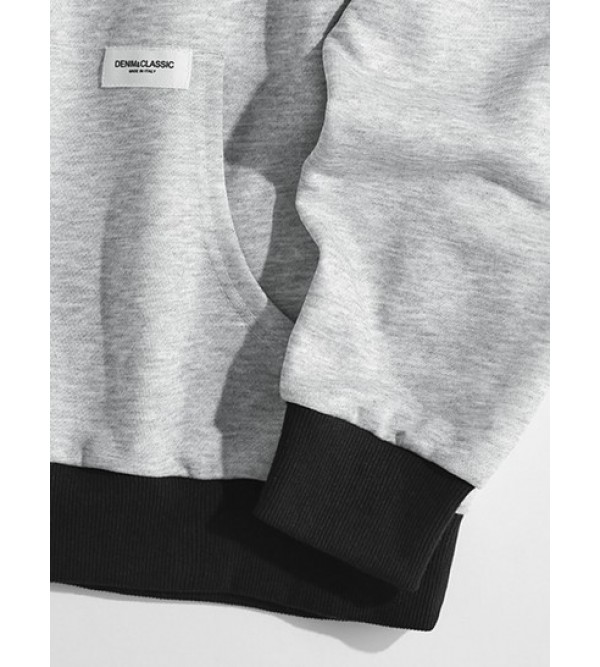 Streetwear Colorblock Splicing Patched Hoodie