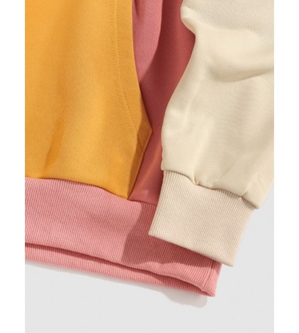 Streetwear Color Block Kangaroo Pocket Hoodie