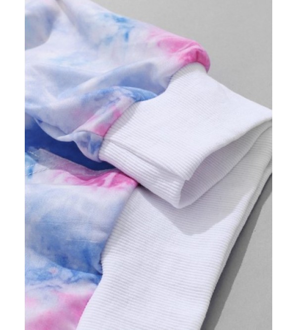 Letter Print Tie Dye Hoodie