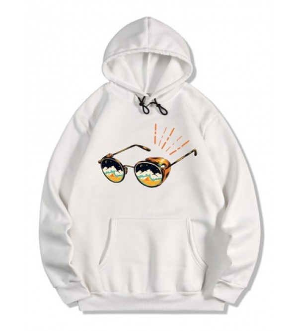 Sunglasses Print Kangaroo Pocket Fleece Hoodie