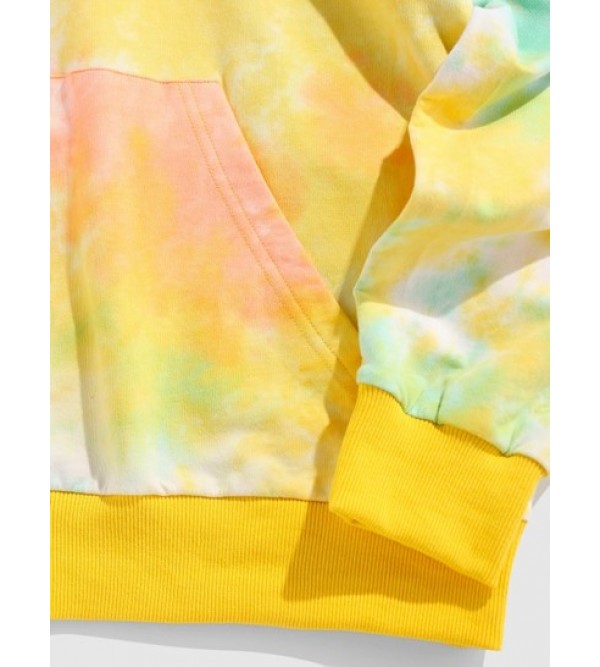 Tie Dye Print Kangaroo Pocket Hoodie