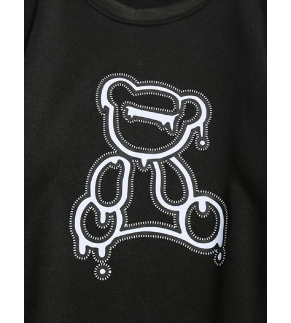 Cartoon Bear Print Fleece Sweatshirt