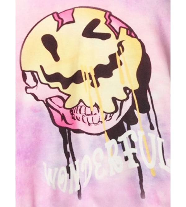 Cartoon Face Tie-dye Print Graphic Hoodie